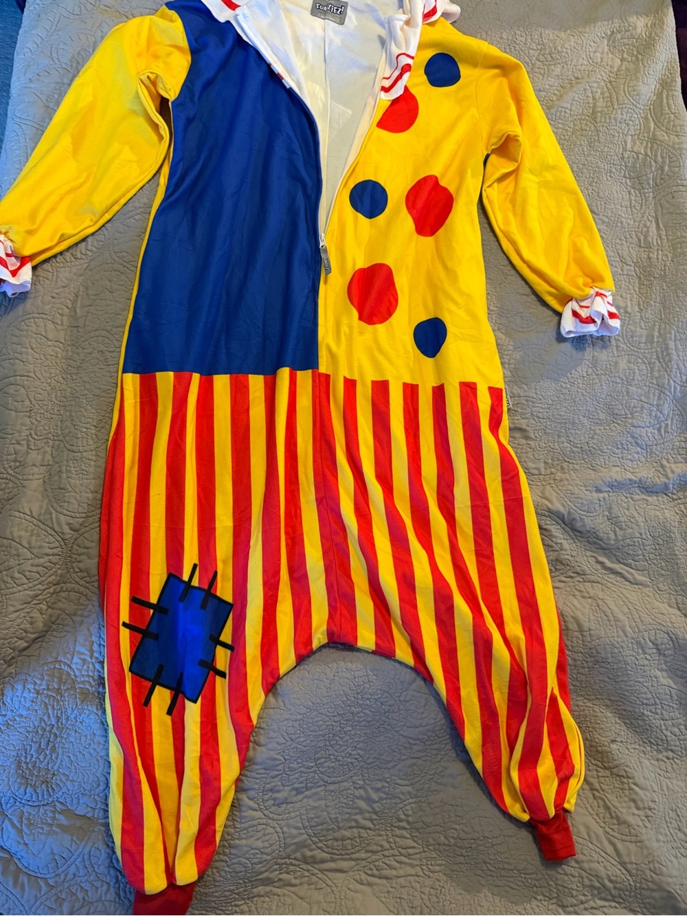 Unisex Yellow & Red Clown One-Piece Onzie zip up Costume
